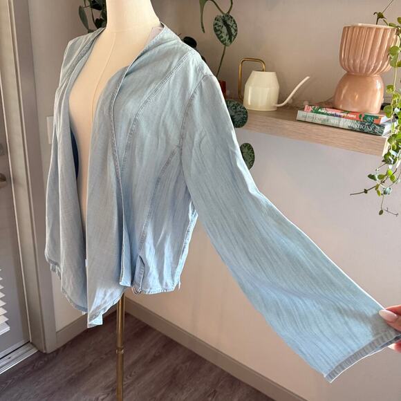 Soft Surroundings Light Chambray Drape Alicante Tencel Topper 1X Fall Layering - Picture 4 of 8